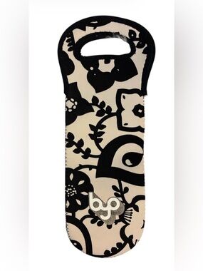 BYO Rambler Single Wine Holder. Wine Caddy Floral Pattern Black White